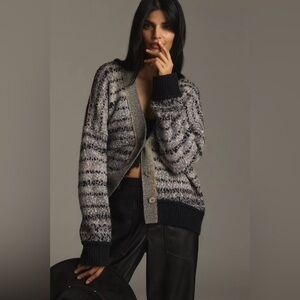 Anthropologie Pilcro Mash-Up V-Neck Cardigan Sweater Size S Oversized Slouchy
